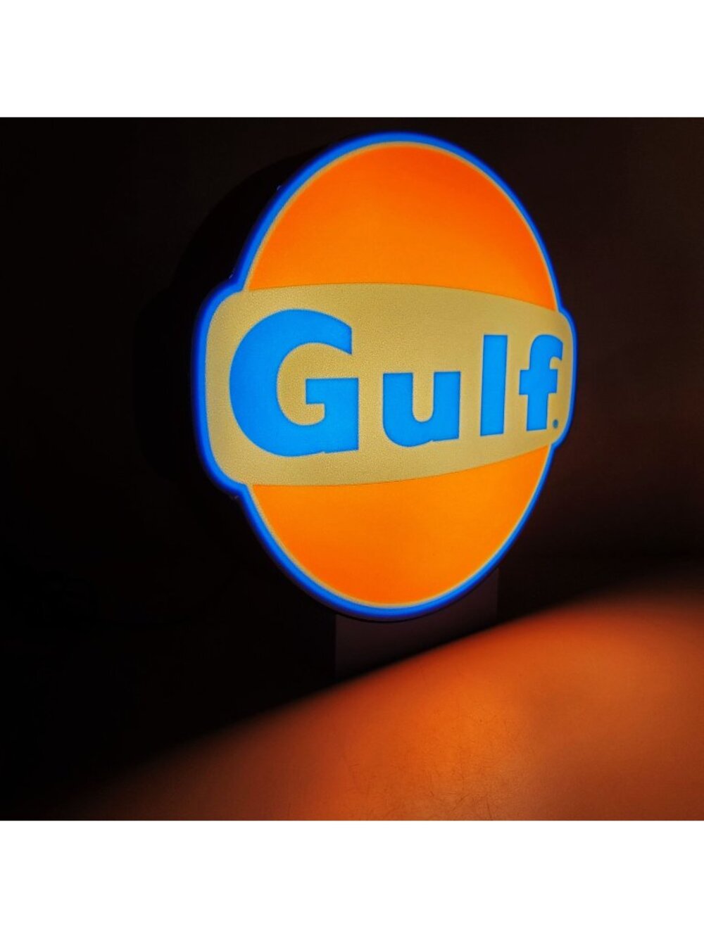 Gulf Oil LED Light Box Sign - 9x9 Retro Gas Station Decor - USB Powered with Dim